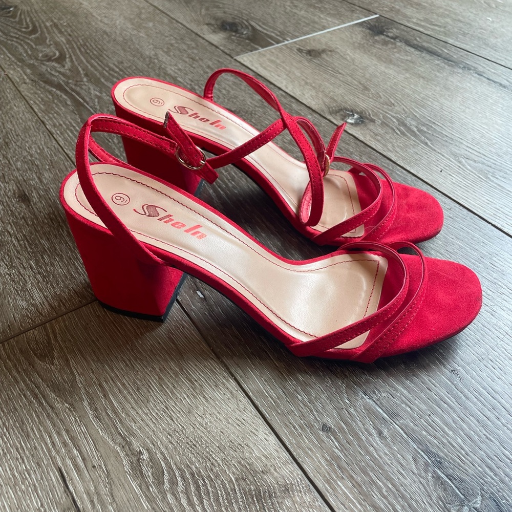 Red strappy heels